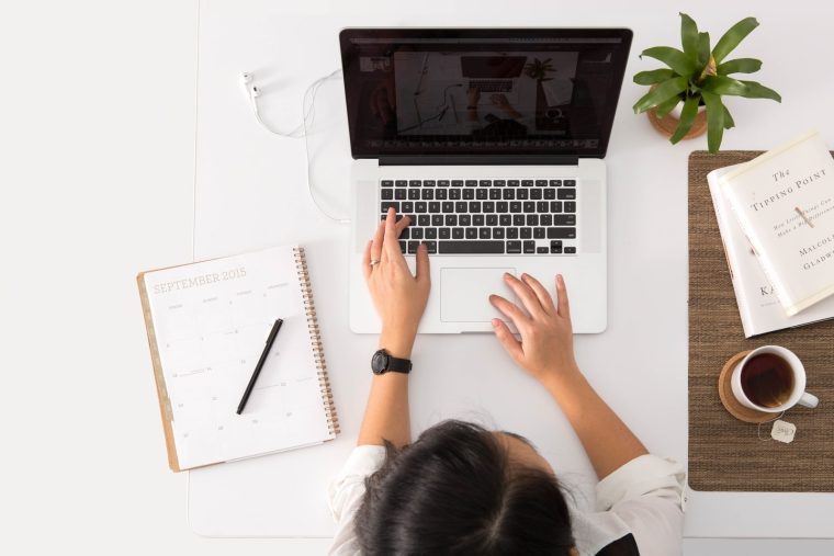 Online Student Woman Reading Laptop